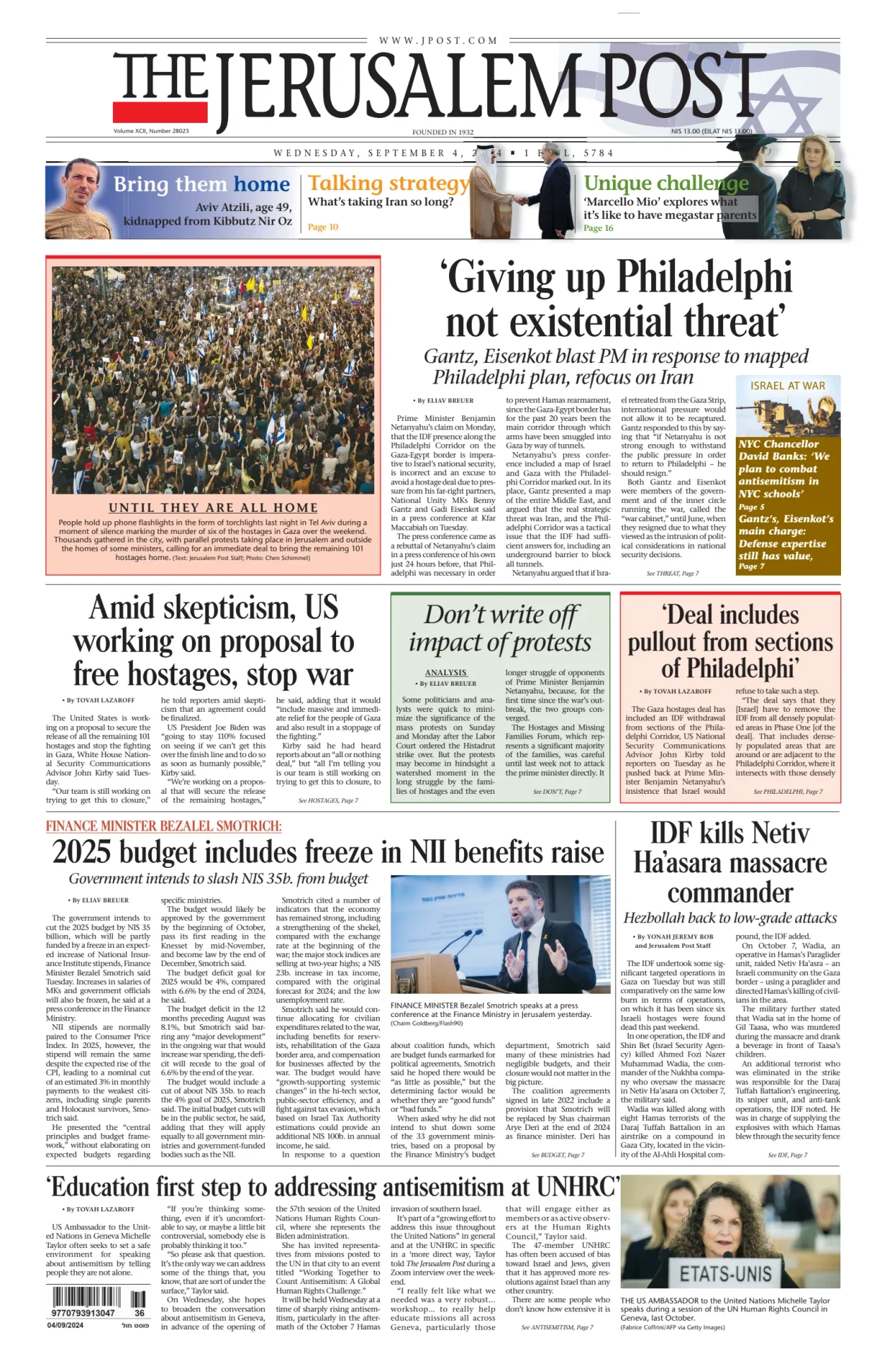 Prima-pagina-the jerusalem post-edizione-di-oggi-Array